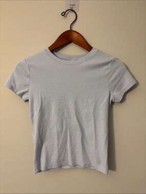 Light Blue Short Sleeve Crewneck Tee for Women